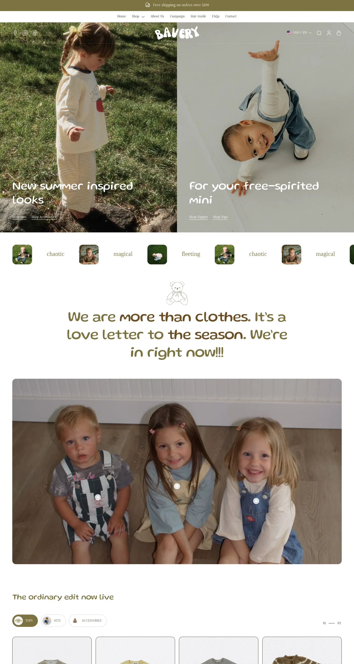 Bavery preset, desktop homepage