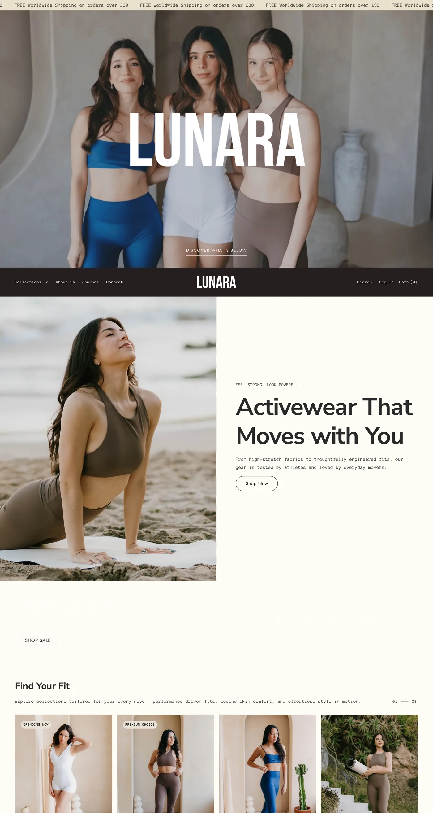 Lunara preset, desktop homepage